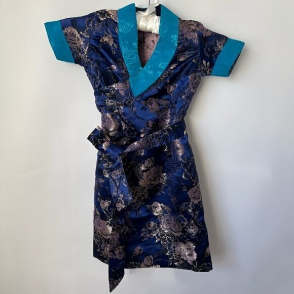 NWOT - Kids, Tibetan Traditional Brocade Chupa Dress Losar - Blue. - Picture 1 of 12
